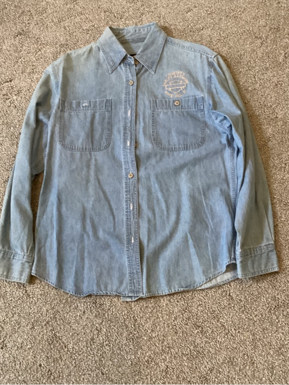 Harley-Davidson Light Blue Denim Shirt with Embroidered Logo